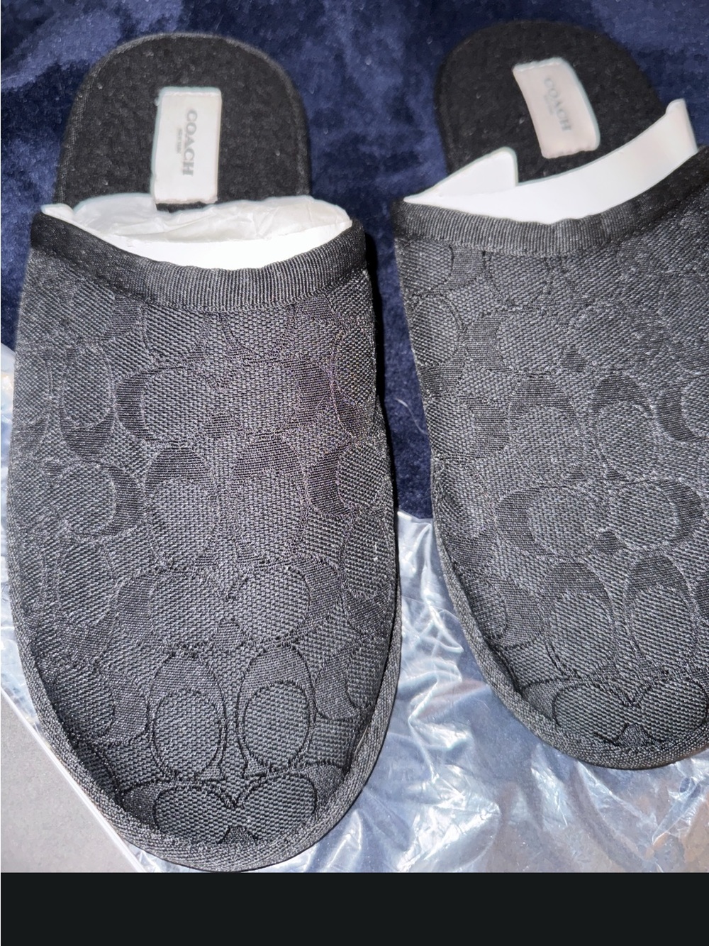 NWT Coach Men’s Black Signature Slip-On Slippers sz8 - Picture 5 of 10